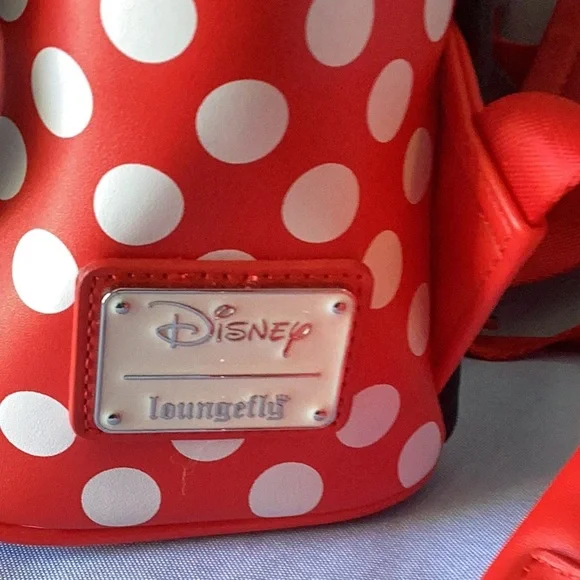 Loungefly Minnie Mouse Backpack Black and Red with Ears and Bow - Picture 7 of 16